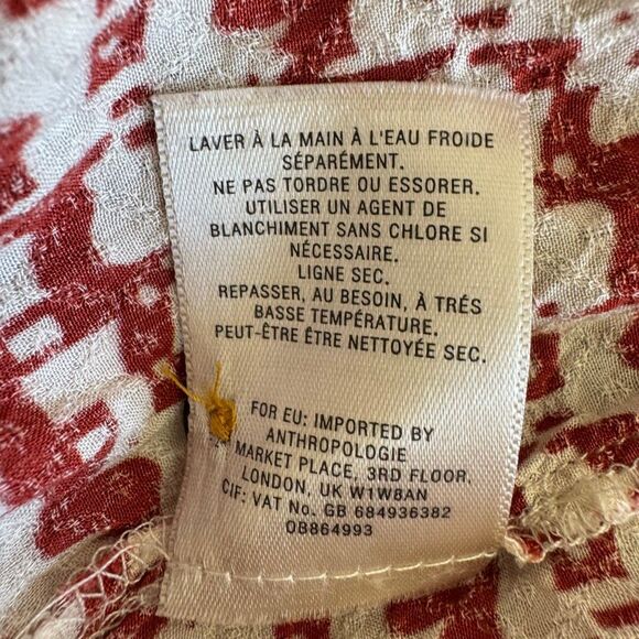 Anthropologie Maeve Avignon Abstract Scotty Dog Print Button Up Top SZ L - Picture 9 of 10